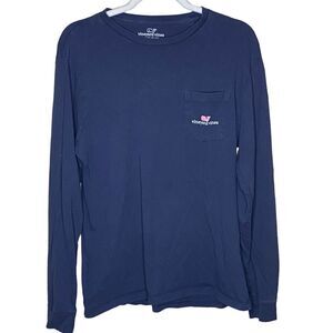 Vineyard Vines Men’s Sz Med Navy Blue Pocket and Full Back Logo Cotton Shirt